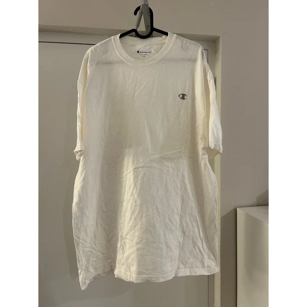 Champion Heritage T-Shirt Men XL Cream Off White Embroidered C Logo Short Sleeve - Picture 6 of 8